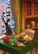 art with cat looking out the window at a bird