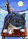 cat enjoying a slay ride with a mouse