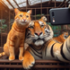 cat and tiger selfie